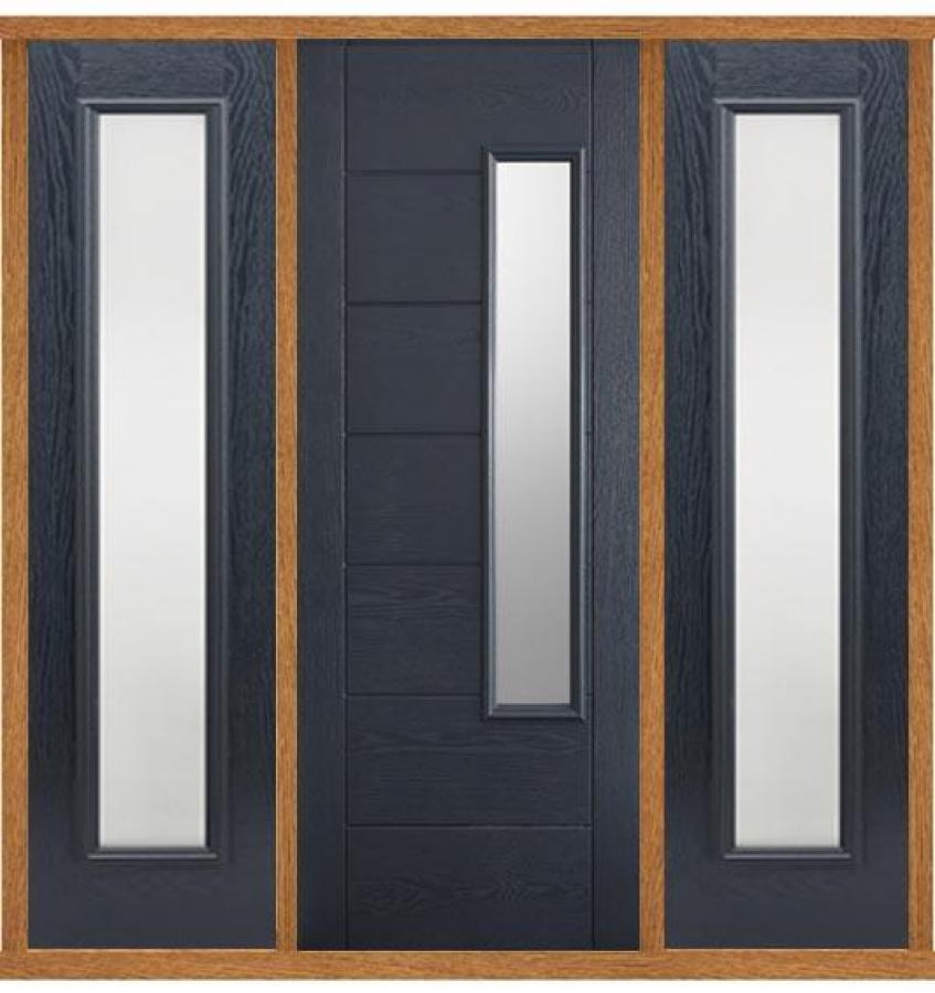 GRP Newbury Grey Front Door with Sidelights